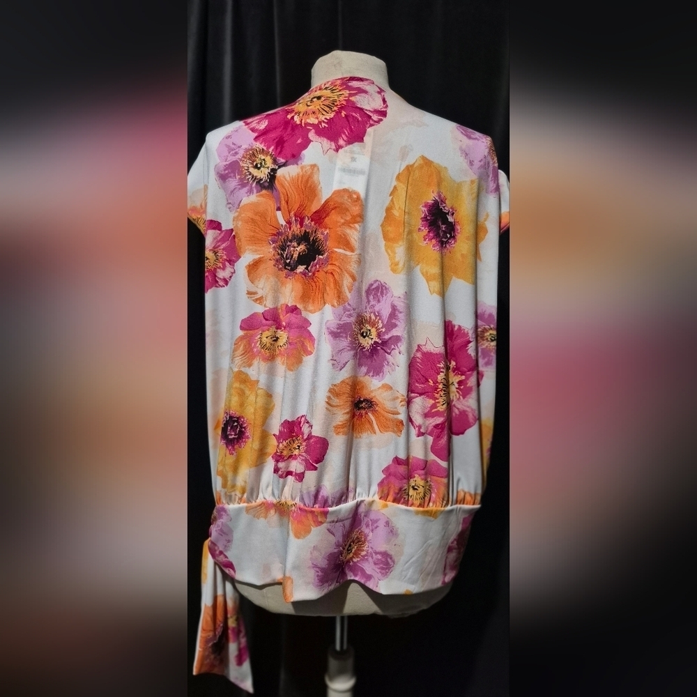 INC International Concepts Floral Blouse - Pink and Yellow (A) - Picture 3 of 6